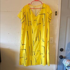 Yellow Geometric Print Dress